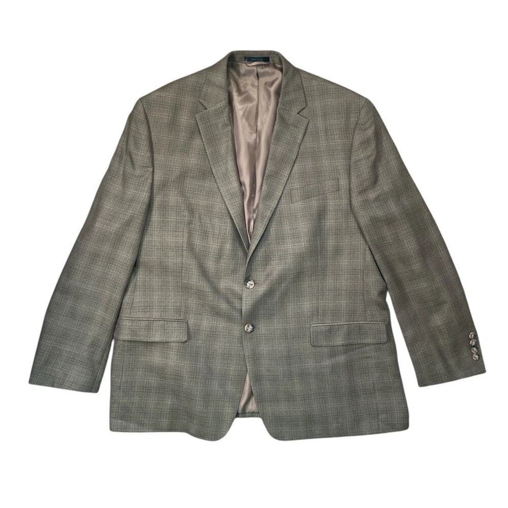 Lauren Ralph Lauren Mens Suit Jacket Blazer Silk Wool 46 R Brown Plaid 2 Button - Picture 3 of 13